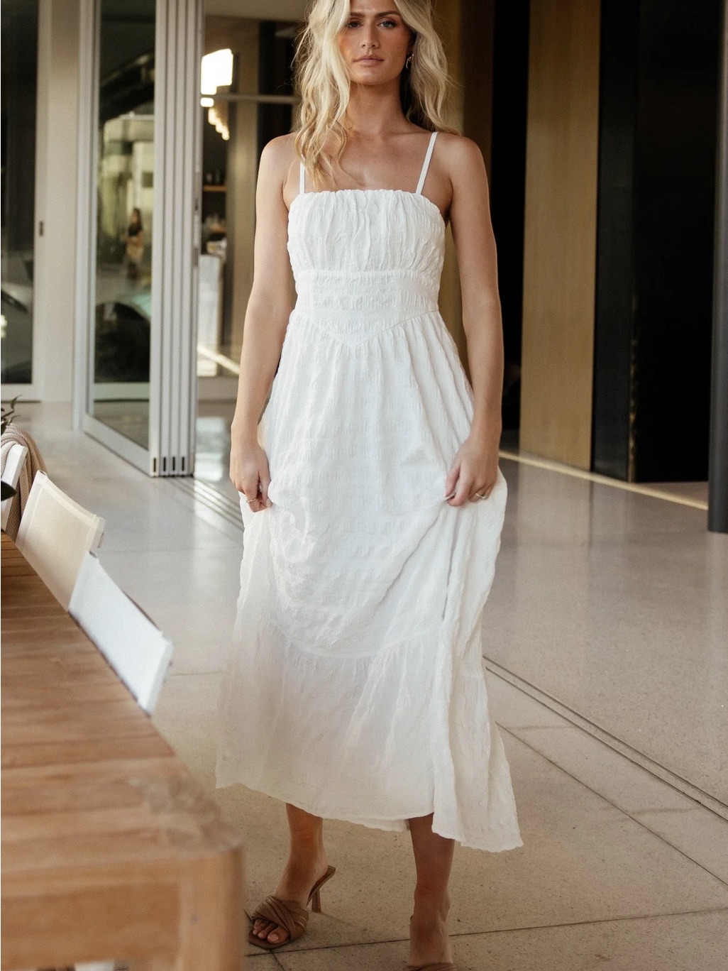 Baltic Born Mikayla Textured Tank Dress Off White Nwt